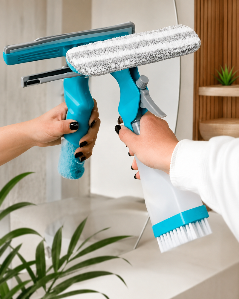 Rodo Spray Mop 4 em 1 com Borrifador 250ml para Vidros, Janelas e Pisos