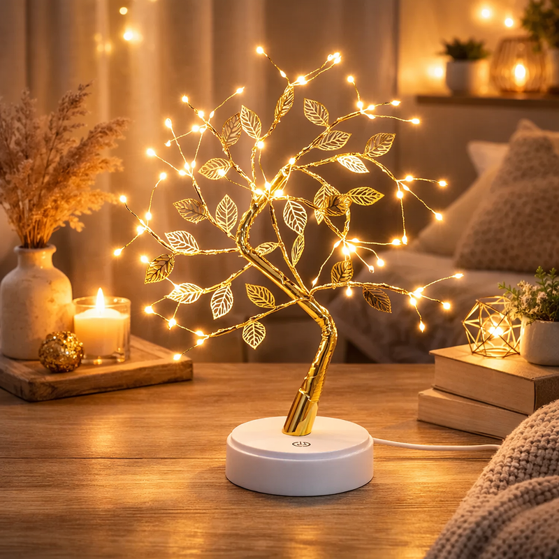 Luminária Árvore LED Dourada