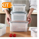🥗 Kit com 3 Potes Herméticos Premium para Geladeira