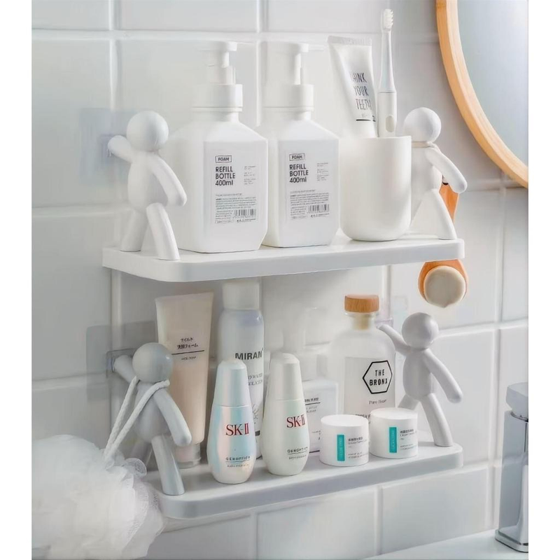 Prateleira Adesiva Multiuso – Organizador de Cozinha e Banheiro Criativo Bonequinho／C-01