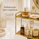Organizador 2 Andares Bandeja Decorativa Espelhada em Metal Multiuso Retangular Dourada ou Prata