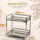 Organizador 2 Andares Bandeja Decorativa Espelhada em Metal Multiuso Retangular Dourada ou Prata