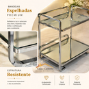 Organizador 2 Andares Bandeja Decorativa Espelhada em Metal Multiuso Retangular Dourada ou Prata