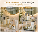 Organizador 2 Andares Bandeja Decorativa Espelhada em Metal Multiuso Retangular Dourada ou Prata