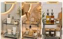 Organizador 2 Andares Bandeja Decorativa Espelhada em Metal Multiuso Retangular Dourada ou Prata