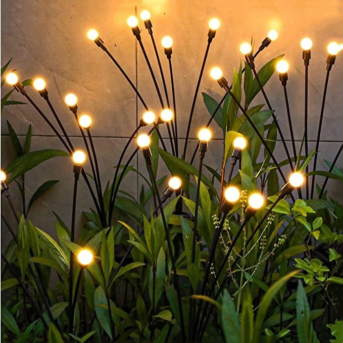 Kit Luminaria Solar Led Vagalume Para Jardim Luz Ao Ar Livre À Prova D'água Mudança De Cor Firefly